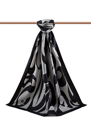 LÜKS MEDİNE İPEĞİ FIRÇA DARBESİ DESENLİ GÜMÜŞ RENKLİ 75X195 KIRIŞMAZ ŞAL MOSS KREP DİKİŞ TİPİ İTALYAN DİKİŞLİ