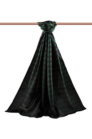 LÜKS MEDİNE İPEĞİ KAZAYAĞI DESENLİ ZÜMRÜT YEŞİLİ RENKLİ 75X195 KIRIŞMAZ ŞAL MOSS KREP DİKİŞ TİPİ İTALYAN DİKİŞLİ