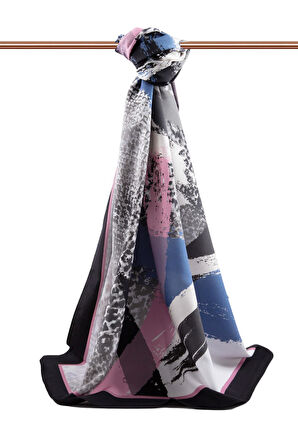 LÜKS MEDİNE İPEĞİ LEOPAR DESENLİ GRİ - PUDRA RENKLİ 75X195 KIRIŞMAZ ŞAL MOSS KREP DİKİŞ TİPİ İTALYAN DİKİŞLİ