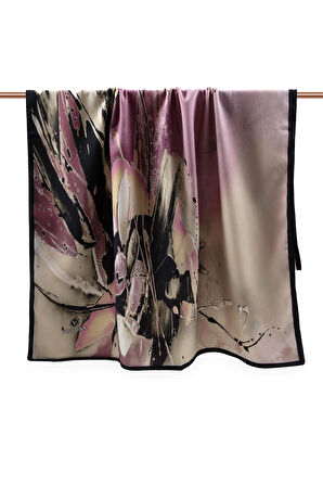 LÜKS MEDİNE BATİK DESENLİ PUDRA - SİYAH RENKLİ 75X195 KIRIŞMAZ ŞAL MOSS KREP DİKİŞ TİPİ İTALYAN DİKİŞLİ