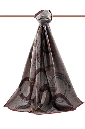 LÜKS MEDİNE GEOMETRİK DESENLİ SÜTLÜ KAHVE RENKLİ 75X195 KIRIŞMAZ ŞAL MOSS KREP DİKİŞ TİPİ İTALYAN DİKİŞLİ