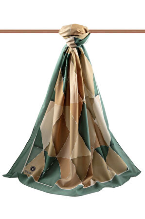 LÜKS MEDİNE ÜÇGEN YAMA DESENLİ MİNT YEŞİLİ RENKLİ 75X195 KIRIŞMAZ ŞAL MOSS KREP DİKİŞ TİPİ İTALYAN DİKİŞLİ