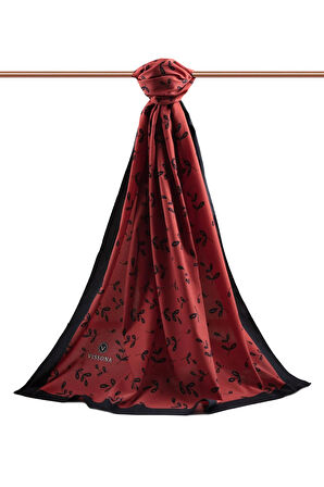 LÜKS MEDİNE YAPRAK DESENLİ BORDO RENKLİ 75X195 KIRIŞMAZ ŞAL MOSS KREP DİKİŞ TİPİ İTALYAN DİKİŞLİ