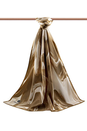 LÜKS MEDİNE EBRU DESENLİ HARDAL RENKLİ 75X195 KIRIŞMAZ ŞAL MOSS KREP DİKİŞ TİPİ İTALYAN DİKİŞLİ