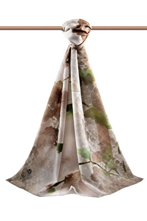 LÜKS MEDİNE SULU BOYA ÇİÇEK DESENLİ BEJ RENKLİ 75X195 KIRIŞMAZ ŞAL MOSS KREP DİKİŞ TİPİ İTALYAN DİKİŞLİ