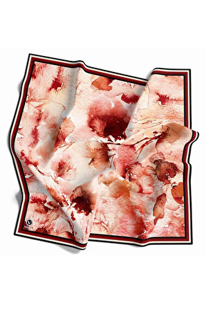 Rayon Sulu Boya Çiçek Desenli Bordo Renkli 90x90 Dikim Şekli : El Dikişi Eşarp (İpek İçermez)