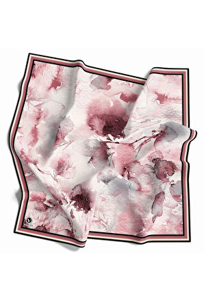 Rayon Sulu Boya Çiçek Desenli Pudra Renkli 90x90 Dikim Şekli : El Dikişi Eşarp (İpek İçermez)