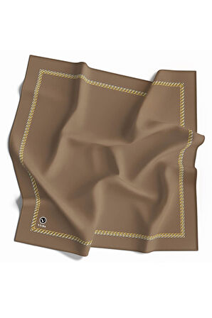 Twill Kenar Motifi Zincir Desenli Düz Vizon Renkli 90x90 Dikim Şekli : El Dikişi Eşarp (İpek İçermez)