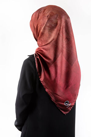 Twill Batik Desenli Bordo Renkli 90x90 Eşarp (İpek İçermez) Dikim Şekli : El Dikişi