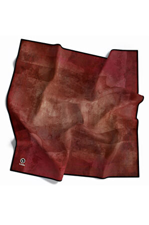 Twill Batik Desenli Bordo Renkli 90x90 Eşarp (İpek İçermez) Dikim Şekli : El Dikişi