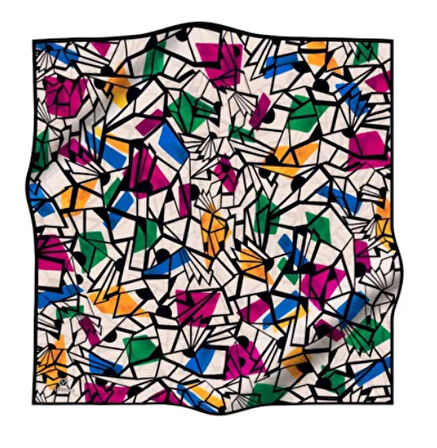 Vissona Tivil İpek Eşarp 51810-7-0025-0035 Krem Karışık Desen