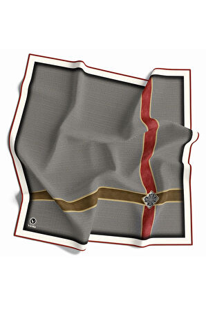 Twill Geometrik ve Kemer Desenli Bordo Renkli 90x90 Eşarp (İpek İçermez) Dikim Şekli : El Dikişi