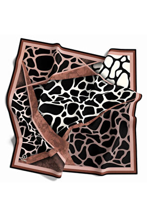 Twill Taş Desenli Bakır Renkli 90x90 Eşarp (İpek İçermez)Kenar Dikiş Şekli El Dikişli