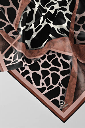 Twill Taş Desenli Bakır Renkli 90x90 Eşarp (İpek İçermez)Kenar Dikiş Şekli El Dikişli