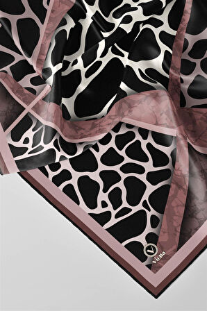 Twill Taş Desenli Pudra Renkli 90x90 Eşarp (İpek İçermez)Kenar Dikiş Şekli El Dikişli