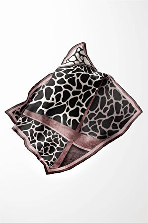 Twill Taş Desenli Pudra Renkli 90x90 Eşarp (İpek İçermez)Kenar Dikiş Şekli El Dikişli