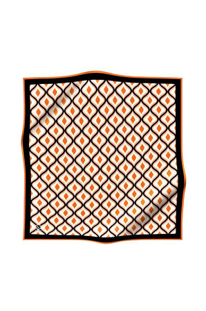 Twill Geometrik Daire Desenli Taba Renkli 90x90 Eşarp (İpek İçermez) Dikim Şekli : El Dikişi