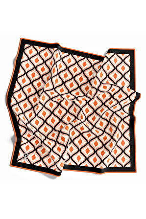 Twill Geometrik Daire Desenli Taba Renkli 90x90 Eşarp (İpek İçermez) Dikim Şekli : El Dikişi