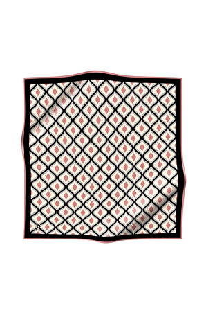 Twill Geometrik Daire Desenli Pudra Renkli 90x90 Eşarp (İpek İçermez) Dikim Şekli : El Dikişi