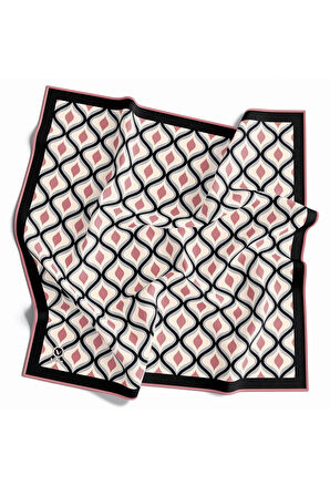 Twill Geometrik Daire Desenli Pudra Renkli 90x90 Eşarp (İpek İçermez) Dikim Şekli : El Dikişi