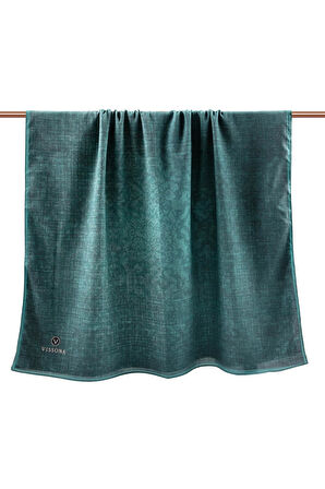 LÜKS MEDİNE İPEĞİ DOKU DESENLİ PETROL YEŞİLİ RENKLİ 75X195 KIRIŞMAZ ŞAL MOSS KREP DİKİŞ TİPİ İTALYAN DİKİŞLİ