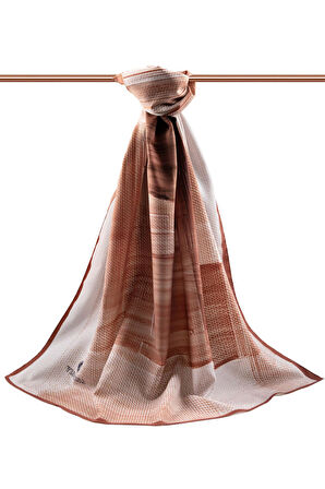 LÜKS MEDİNE İPEĞİ FIRÇA DESENLİ TABA RENKLİ 75X195 KIRIŞMAZ ŞAL MOSS KREP DİKİŞ TİPİ İTALYAN DİKİŞLİ