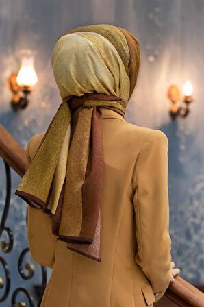 LÜKS MEDİNE İPEĞİ DALGA DESENLİ TABA RENKLİ 75X195 KIRIŞMAZ ŞAL MOSS KREP DİKİŞ TİPİ İTALYAN DİKİŞLİ