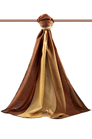 LÜKS MEDİNE İPEĞİ DALGA DESENLİ TABA RENKLİ 75X195 KIRIŞMAZ ŞAL MOSS KREP DİKİŞ TİPİ İTALYAN DİKİŞLİ