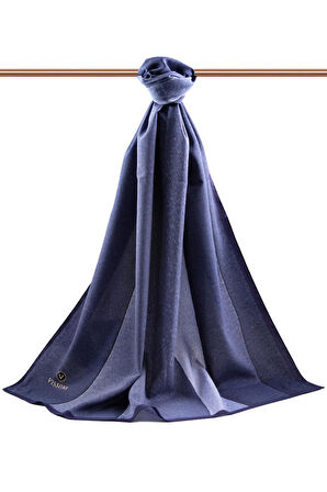 LÜKS MEDİNE İPEĞİ DALGA DESENLİ LACİVERT RENKLİ 75X195 KIRIŞMAZ ŞAL MOSS KREP DİKİŞ TİPİ İTALYAN DİKİŞLİ