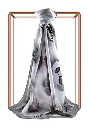 LÜKS MEDİNE İPEĞİ FIRÇA DOKULU ÇİZGİ ÇİÇEK DESENLİ GRİ RENKLİ 75X195 KIRIŞMAZ ŞAL MOSS KREP DİKİŞ TİPİ İTALYAN DİKİŞLİ