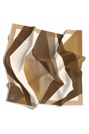 Twill Geometrik Desenli Vizon Renkli 90x90 Eşarp (İpek İçermez) Dikim Şekli : El Dikişi