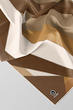 Twill Geometrik Desenli Vizon Renkli 90x90 Eşarp (İpek İçermez) Dikim Şekli : El Dikişi