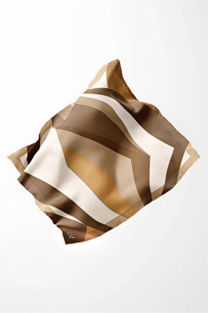 Twill Geometrik Desenli Vizon Renkli 90x90 Eşarp (İpek İçermez) Dikim Şekli : El Dikişi
