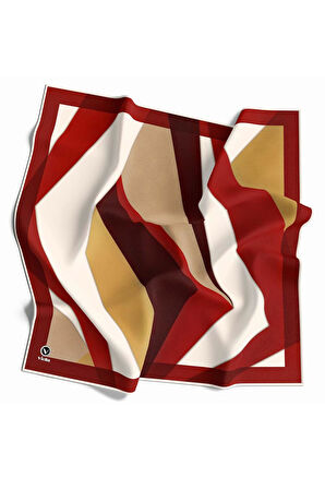 Twill Geometrik Desenli Bordo Renkli 90x90 Eşarp (İpek İçermez) Dikim Şekli : El Dikişi