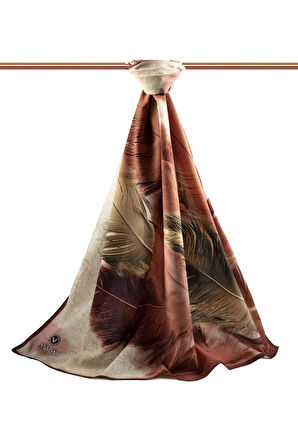 LÜKS MEDİNE İPEĞİ YAPRAK DESENLİ PUDRA RENKLİ 75X195 KIRIŞMAZ ŞAL MOSS KREP DİKİŞ TİPİ İTALYAN DİKİŞLİ