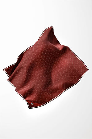 Twill Noktalı V Desenli Bordo Renkli 90x90 Eşarp (İpek İçermez) Kenar Dikiş Şekli El Dikişli