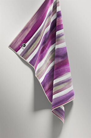 Twill Suluboya Çizgi Desenli Mürdüm - Mor Renkli 90x90 Eşarp (İpek İçermez) Kenar Dikiş Şekli El Dikişli