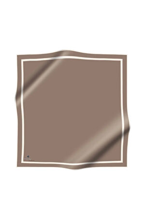 100% Twill İpek Düz Renk Bordür Desenli Taş - Krem Renkli Daha Tok Exclusive Serisi 90x90 Dikim Şekli : El Dikişi Eşarp