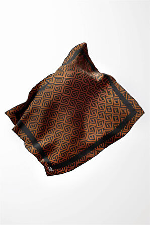 Twill Minimalist Desenli Taba Renkli 90x90 Eşarp (İpek İçermez) Kenar Dikiş Şekli El Dikişli