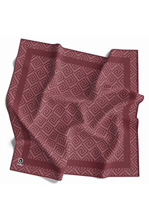 Twill Minimalist Desenli Gül Kurusu Renkli 90x90 Eşarp (İpek İçermez) Kenar Dikiş Şekli El Dikişli