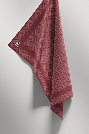 Twill Minimalist Desenli Gül Kurusu Renkli 90x90 Eşarp (İpek İçermez) Kenar Dikiş Şekli El Dikişli