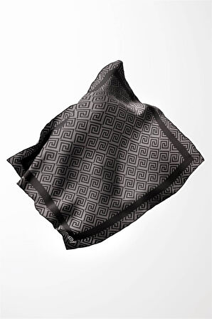 Twill Minimalist Desenli Füme Renkli 90x90 Eşarp (İpek İçermez) Kenar Dikiş Şekli El Dikişli