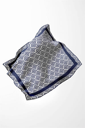 Twill Minimalist Desenli Lacivert Renkli 90x90 Eşarp (İpek İçermez) Kenar Dikiş Şekli El Dikişli
