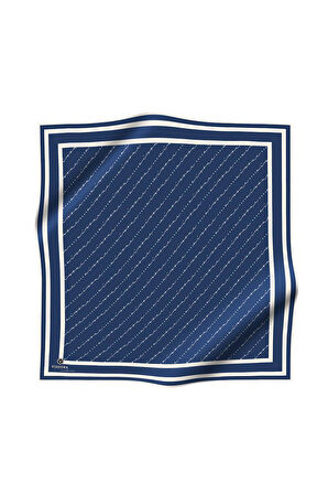 %100 Twill İpek El Yazısı Vissona Desenli İndigo Renkli Daha Tok Exclusive Serisi 90x90 Eşarp Kenar Dikiş Şekli : El Dikişi
