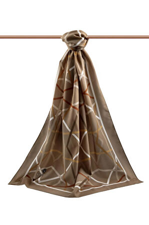 LÜKS MEDİNE İPEĞİ ÇİZGİLİ DESENLİ BEJ RENKLİ 75X195 KIRIŞMAZ ŞAL MOSS KREP DİKİŞ TİPİ İTALYAN DİKİŞLİ