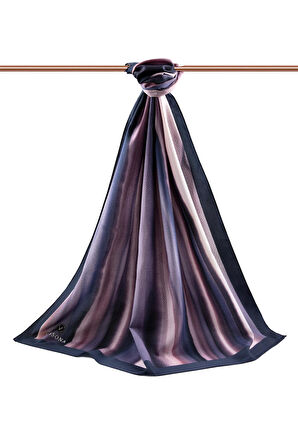 LÜKS MEDİNE İPEĞİ SULU BOYA ÇİZGİLİ DESENLİ PUDRA RENKLİ 75X195 KIRIŞMAZ ŞAL MOSS KREP DİKİŞ TİPİ İTALYAN DİKİŞLİ