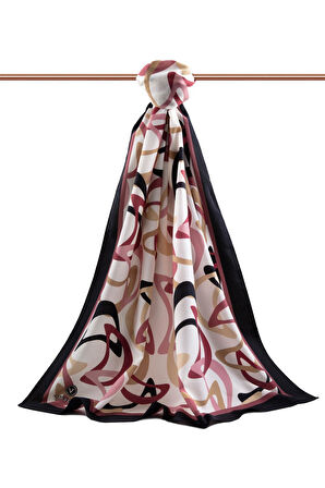 LÜKS MEDİNE İPEĞİ BOOMERANG DESENLİ PUDRA RENKLİ 75X195 KIRIŞMAZ ŞAL MOSS KREP DİKİŞ TİPİ İTALYAN DİKİŞLİ