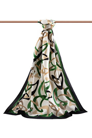 LÜKS MEDİNE İPEĞİ BOOMERANG DESENLİ ZÜMRÜT YEŞİLİ RENKLİ 75X195 KIRIŞMAZ ŞAL MOSS KREP DİKİŞ TİPİ İTALYAN DİKİŞLİ