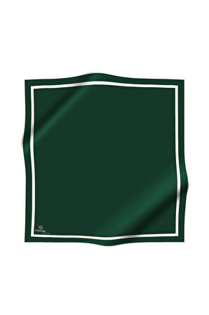 100% Twill İpek Düz Renk Bordür Zümrüt Yeşili - Krem Renkli Daha Tok Exclusive Serisi 90x90 Dikim Şekli : El Dikişi Eşarp