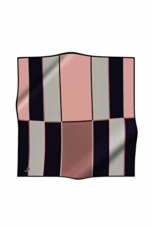 %100 Twill İpek Geometrik Desenli Pudra Renkli 90x90 Eşarp Dikim Şekli : El Dikişi